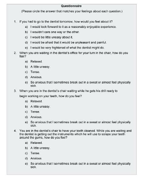 Anxiety Scale Questionnaire