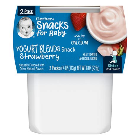 Gerber Yogurt Blends Stage 3 Baby Snacks Strawberry 4 Oz Tubs Pack Of