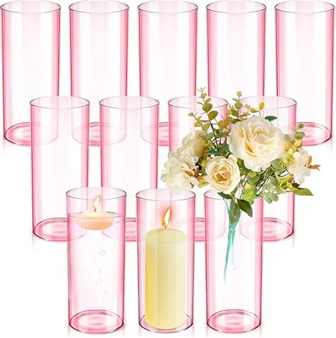 Amazon 12 Sets Ziliny Clear Glass Cylinder Vases Hurricane Candle