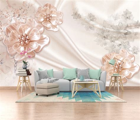 Flowers And Silk Background 3d 5d 8d Wall Murals Custom Wallpaper