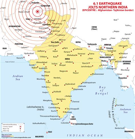 Location Map of Earthquake in Srinagar, Delhi NCR and Northern India ...