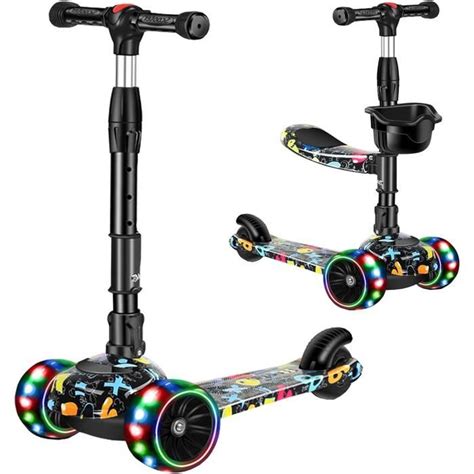 2 en 1 Trottinette pour enfants de 3 à 8 ans Trottinette pliable à