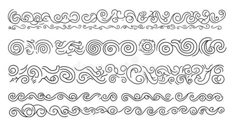 Elegant Swirl Border Design Elements Set Black White Vector Art Ink