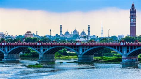 The Aerial View of Lucknow City Over Gomti River,India. Stock Photo - Image of beauty, place ...