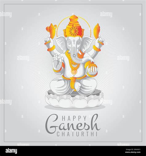 Festival Of Ganesh Chaturthi Greeting Card With Statue Of Lord Ganesha