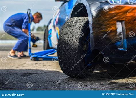 Drift car tire stock photo. Image of closeup, reserve - 136437422