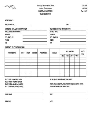 Fillable Online Transportation Ky TC 71 204 Xlsx Kentucky