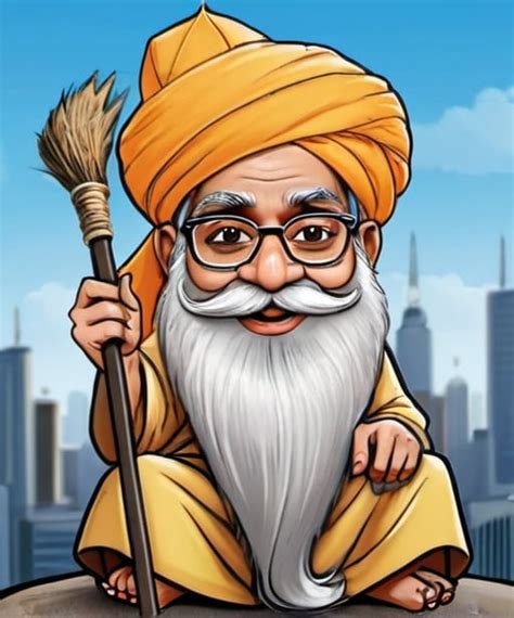 Maulana Fazlur Rahman As A Cartoon Character Sitting