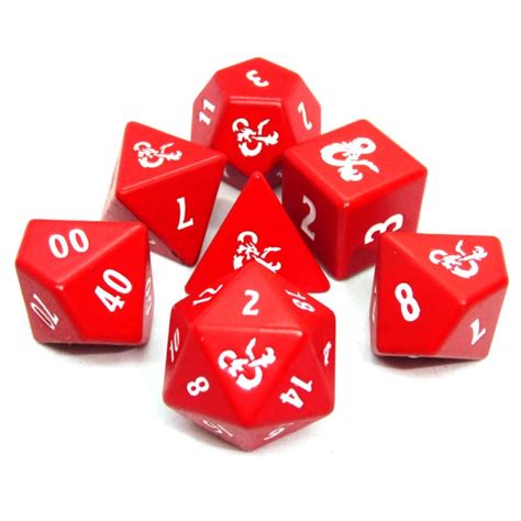 Dungeons And Dragons Set Di Dadi In Metallo Pesante Rosso Bianco