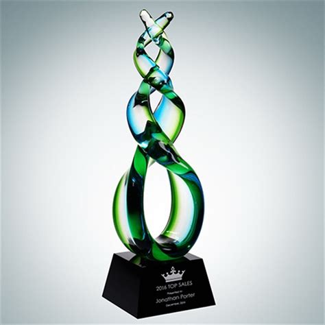 Art Glass Green Double Helix Award Impact Promos By Romo Creations Llc