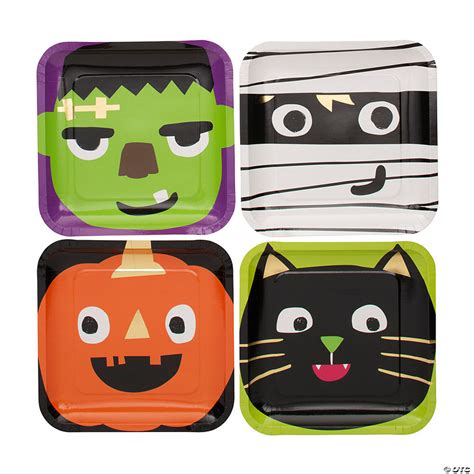 Ghoul Gang Halloween Party Square Paper Dinner Plates 8 Ct