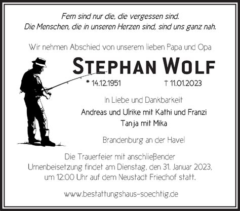 Traueranzeigen von Stephan Wolf Märkische Onlinezeitung Trauerportal