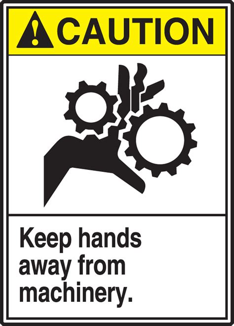 Keep Hands Away From Machinery ANSI Caution Safety Label LEQM663