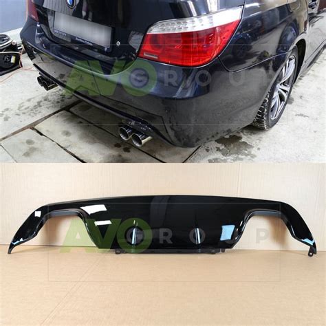 Double Twin Exhaust Diffuser For Bmw 5 E60 E61 2003 2010 Abs Gloss Avogroup Auto Parts