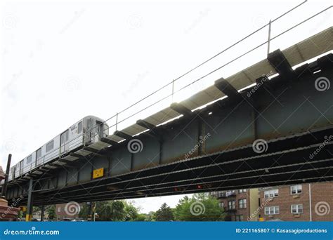 Wide Angle Perspective Of New York City Elevated 6 Train In The Bronx