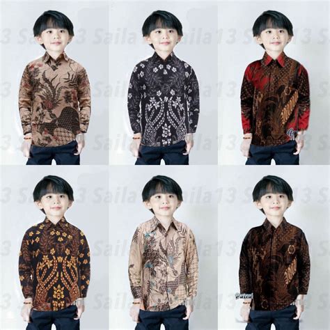 Jual Kemeja Batik Anak Cowok Baju Batik Anak Lengan Panjang Umur 4 13