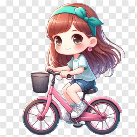 Menina Dos Desenhos Animados Andando De Bicicleta Mochila Nas