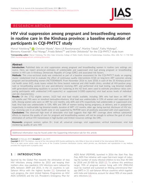 Pdf Hiv Viral Suppression Among Pregnant And Breastfeeding Women In Routine Care In The