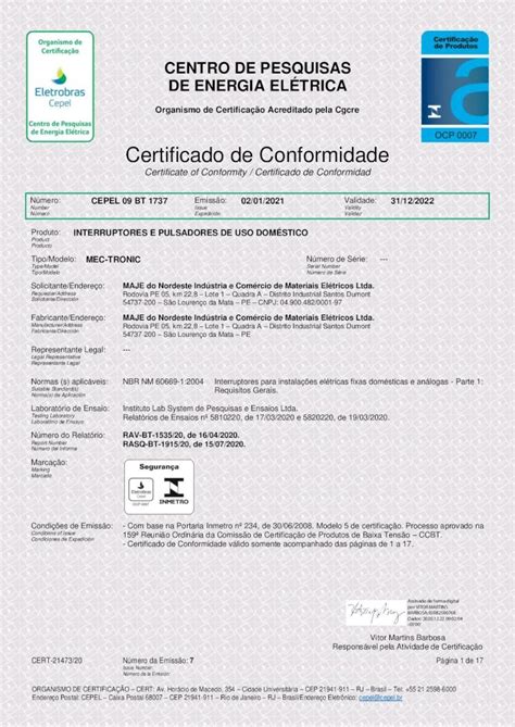 PDF Certificado De Conformidade Certificate Of Conformity 09 BT