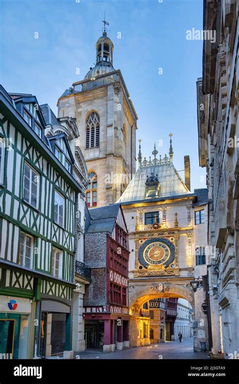 France Seine Maritime Rouen Gros Horloge Street Historic 14th