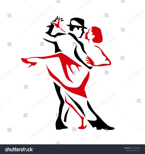 Tango Dancing Couple Man Woman Vector Stock Vector Royalty Free