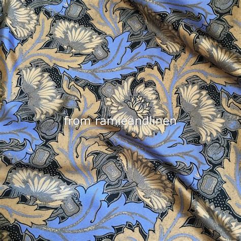 Silk Fabric Vintage Floral Print Silk Twill Fabric Half Yard | Etsy