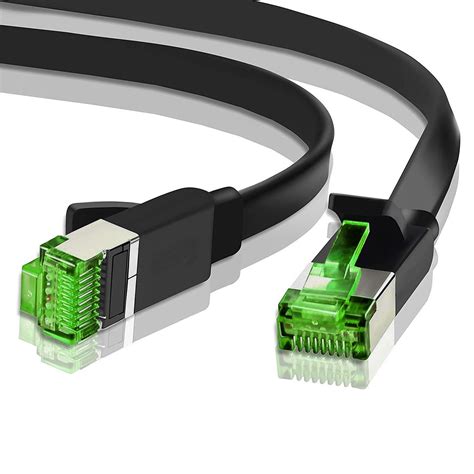 Ethernet Cable Cat7 Flat 15ft Black, Network Cable Cat 7 Flat Slim Ethernet Patch Cable ...