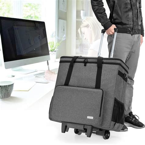 Buy Curmio Rolling Desktop Computer Carrying Case With Wheels Double