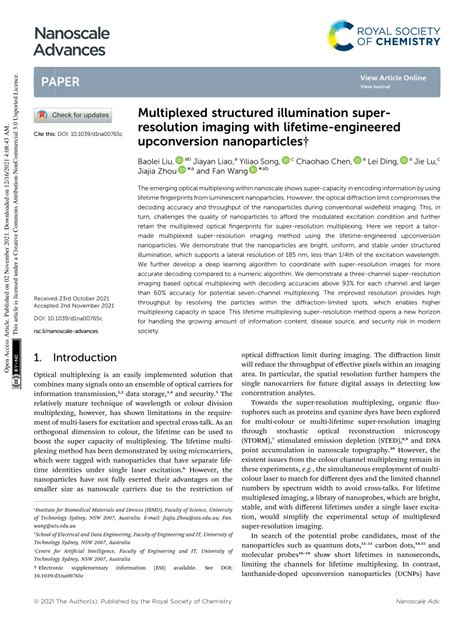 Pdf Multiplexed Structured Illumination Super Resolution Imaging With