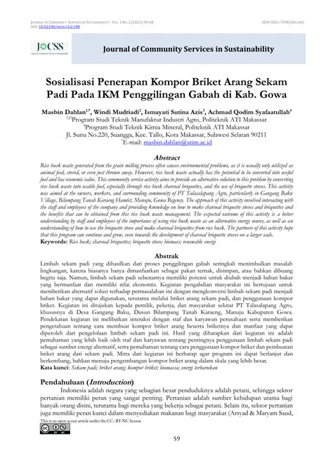 PDF Sosialisasi Penerapan Kompor Briket Arang Sekam Padi Pada IKM