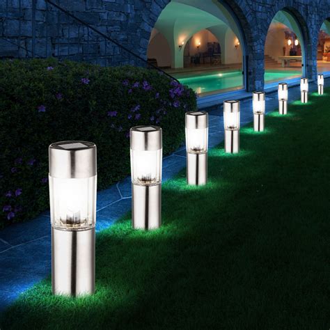 X Led Edelstahl Solar Garten Weg Leuchten Cm Steck Erdspie Au En