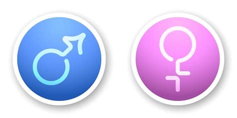 Premium Vector Male And Female Round Flat Icons Collection Blue And Pink Gender Line Symbols