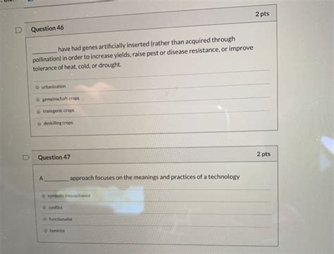 Solved 2 Pts D Question 46 Have Had Genes Artificially