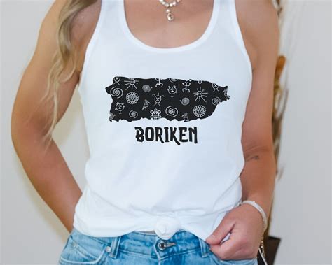 Borikén Puerto Rico Taíno Symbols Women s Racerback Tank Boricua Tank