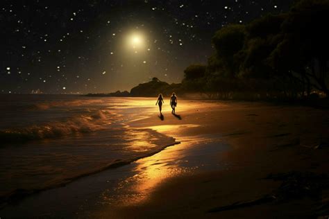 A romantic walk on the beach at night 30623465 Stock Photo at Vecteezy