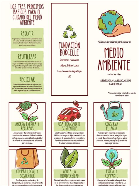 Folleto Tríptico Cuidado Del Medio Ambiente Ilustrado Verde Pdf Residuos Reciclaje