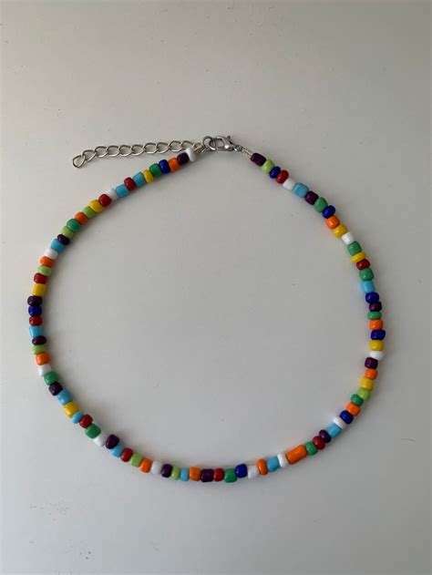 Bead Necklace Seed Bead Beach Jewelry Preppy Choker Etsy