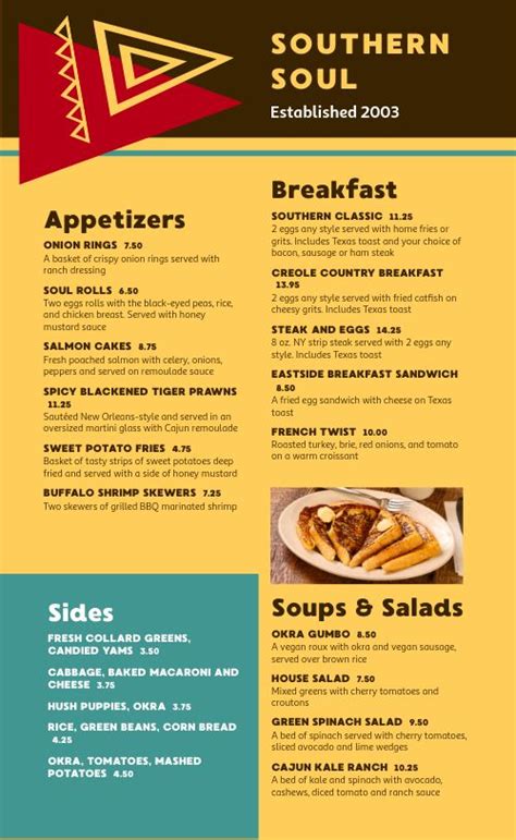 Soul Food Menu Example Design Template By Musthavemenus