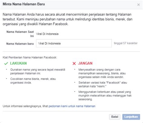 Tidak Bisa Mengganti Nama Halaman Facebook CaraSaya