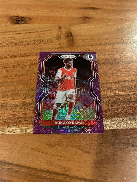 Bukayo Saka 2020 21 Panini Chronicles Prizm Rookie Purple Mojo Prizm SP