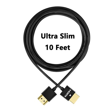 Perlegear Ultra Slim Flexible 10ft Hdmi Cable High Speed 3d Full