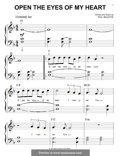 Open The Eyes Of My Heart By P Baloche Sheet Music On Musicaneo