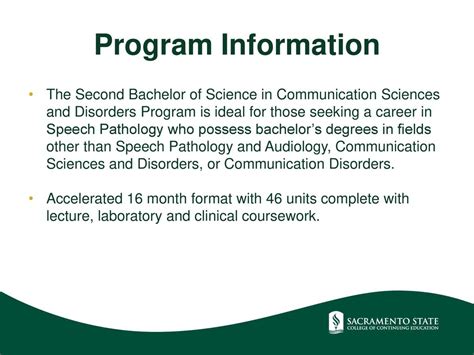 Second Bachelor Of Science In Communication Sciences And Disorders