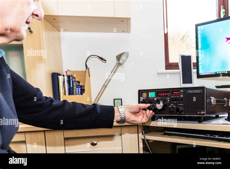 Amateur Radio Enthusiast Radio Ham Man Using Yaesu Frg High