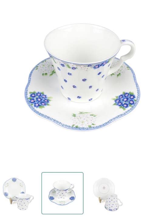 ILuvPosLaju Hankook Fine Bone China Coffee Cups Saucers Blue