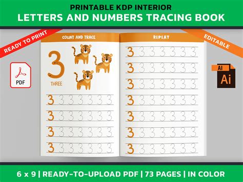 Kdp Letter And Number Tracing Book Creative Market