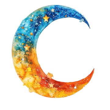 Colorful Moon And Star Watercolor Paintings Moon Star Watercolor Png