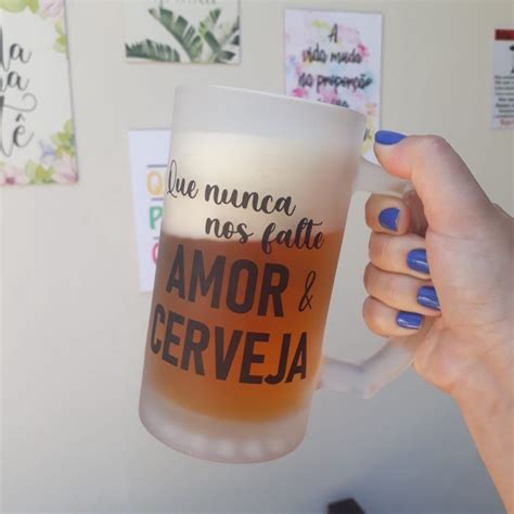 Caneca De Chopp De Vidro Personalizado Que Nunca Nos Falte Amor E