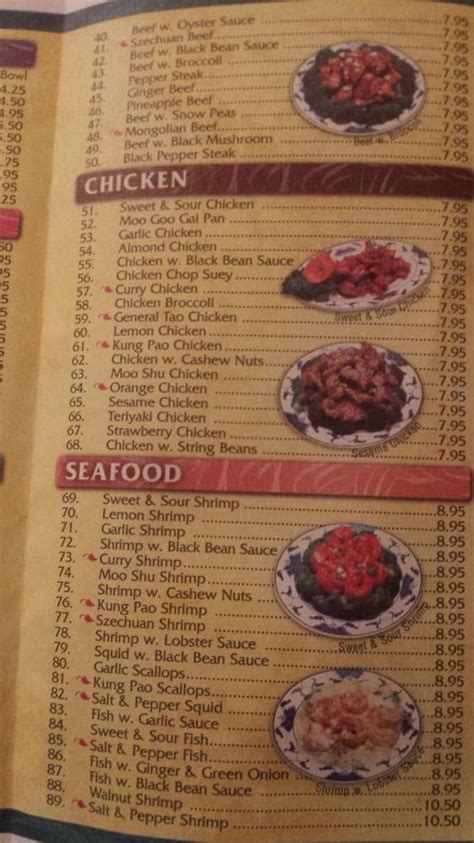 Menu at Golden Dragon Chinese Cuisine restaurant, Las Vegas