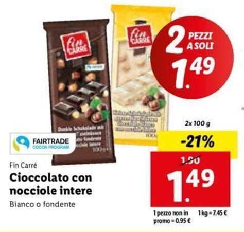 Fin Carré Cioccolato con nocciole intere 2x100 g offerta di Lidl